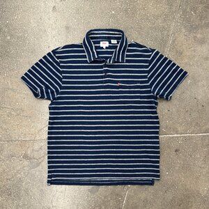 Levi's Indigo Stripe Cotton Pique Polo Shirt Size L Red Tab